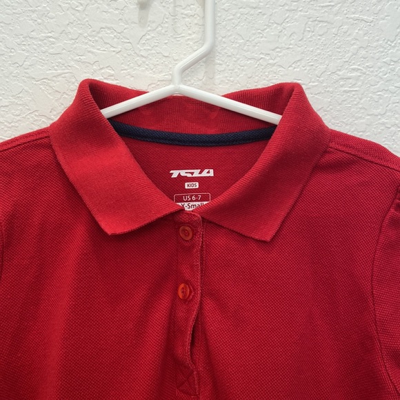 TSLA girls short sleeve school uniform dress.  Ruffle pique polo - Picture 3 of 9